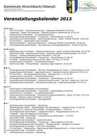 Veranstaltungskalender